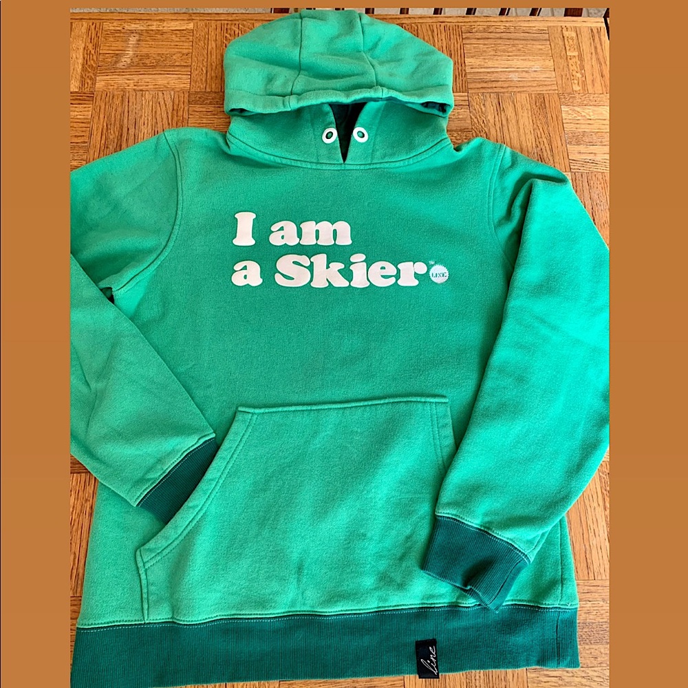 Ski hoodie - “I Am A Skier” - Line - Size M Green